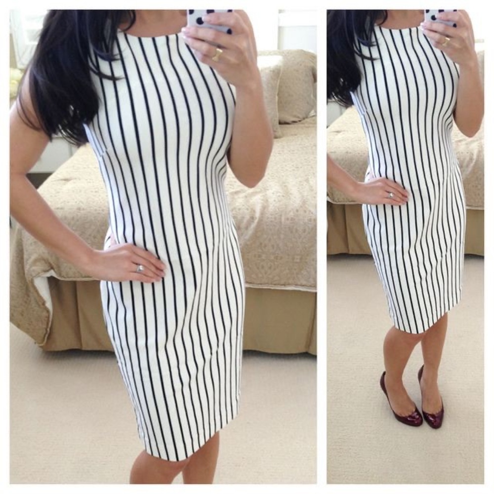 Banana Republic Black and White Sheath Midi Dress